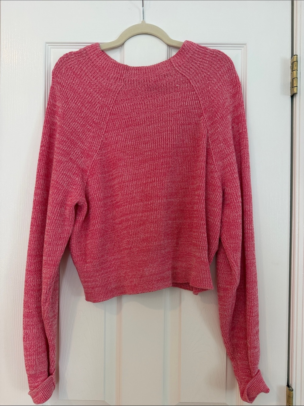 Free People Coral Pink Crewneck Knit Sweater